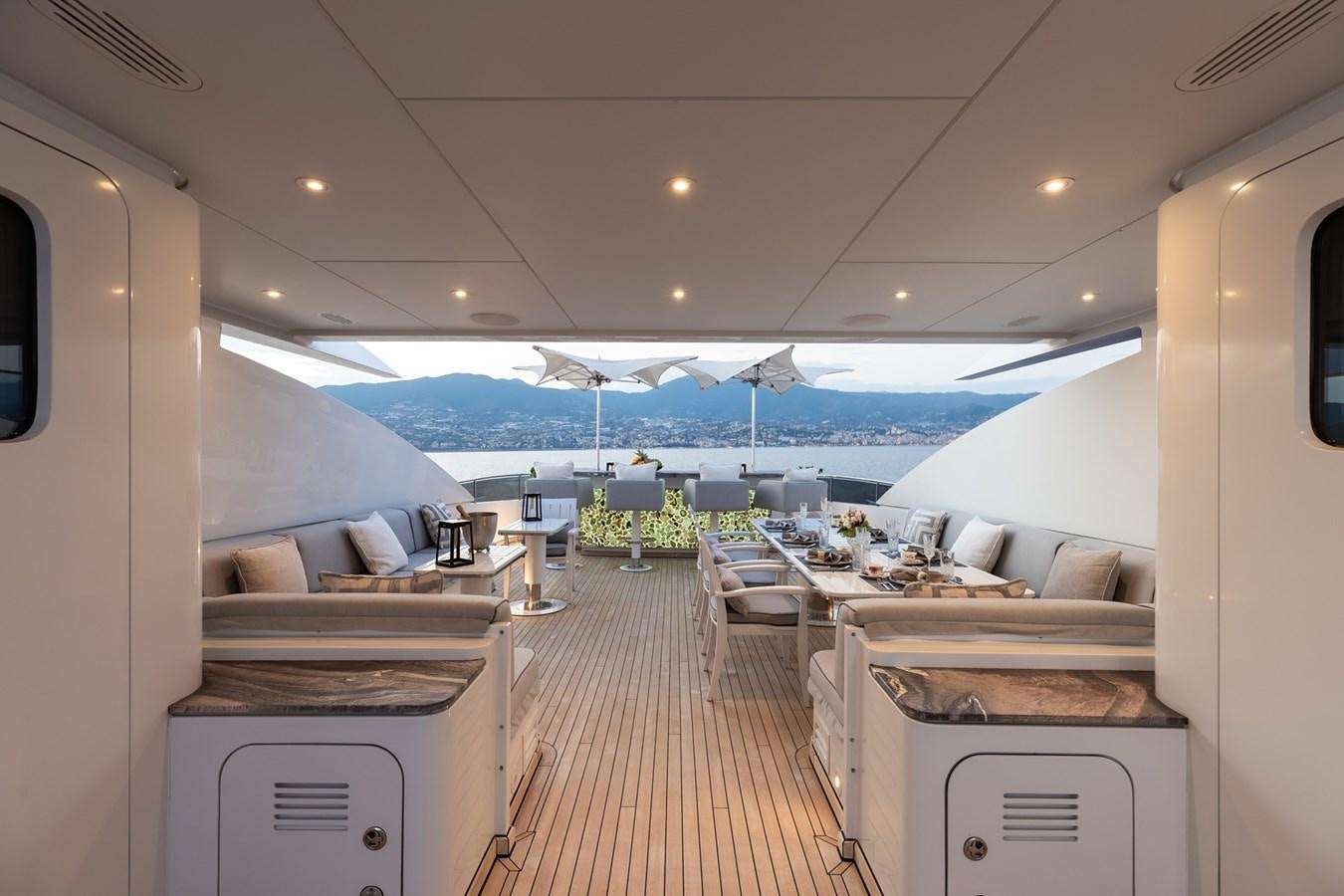 a room with a table and chairs aboard IDEFIX II Yacht for Charter