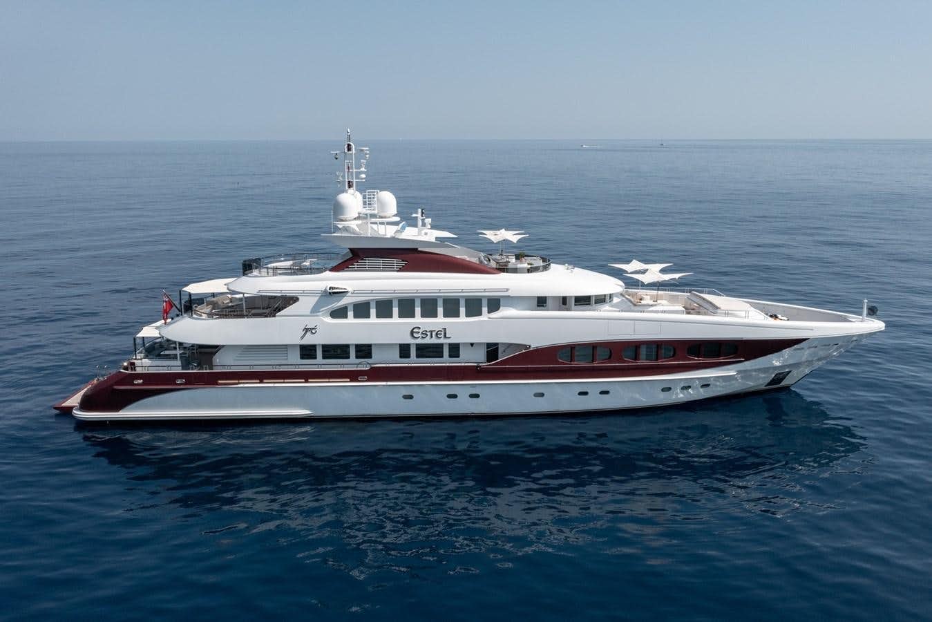 a large white ship in the water aboard IDEFIX II Yacht for Sale