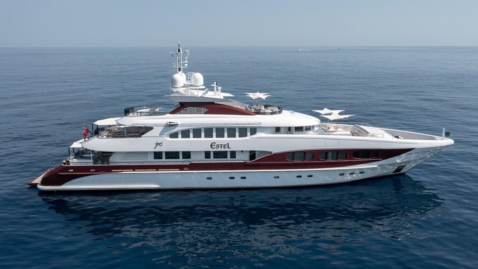 a large white ship in the water aboard IDEFIX II Yacht for Sale