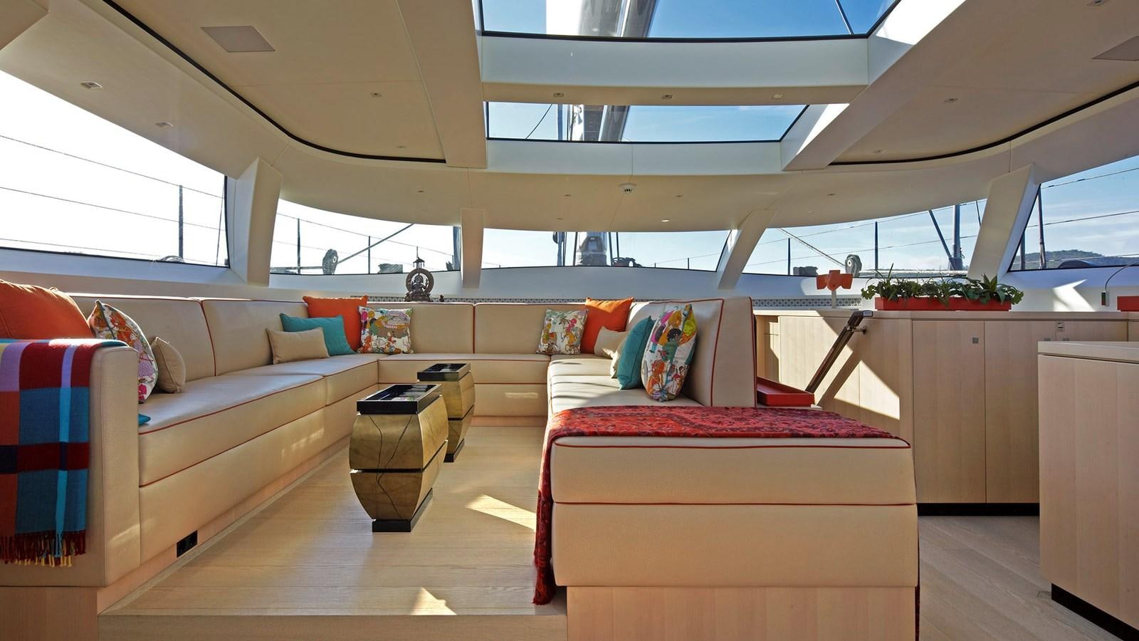 a room with a bed and a couch aboard SAGITTA Yacht for Sale