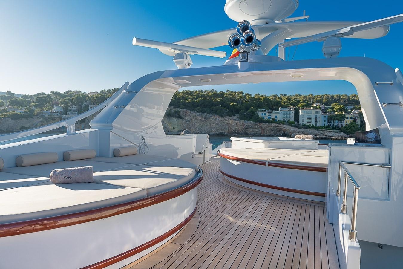 a helicopter flying over a boat aboard CD TWO Yacht for Sale