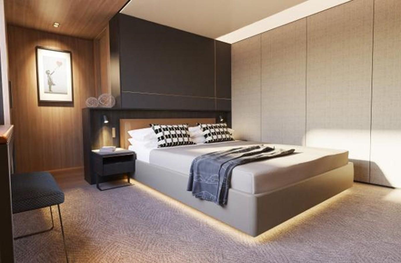 a bed in a room aboard 42 METER OCEAN Yacht for Sale