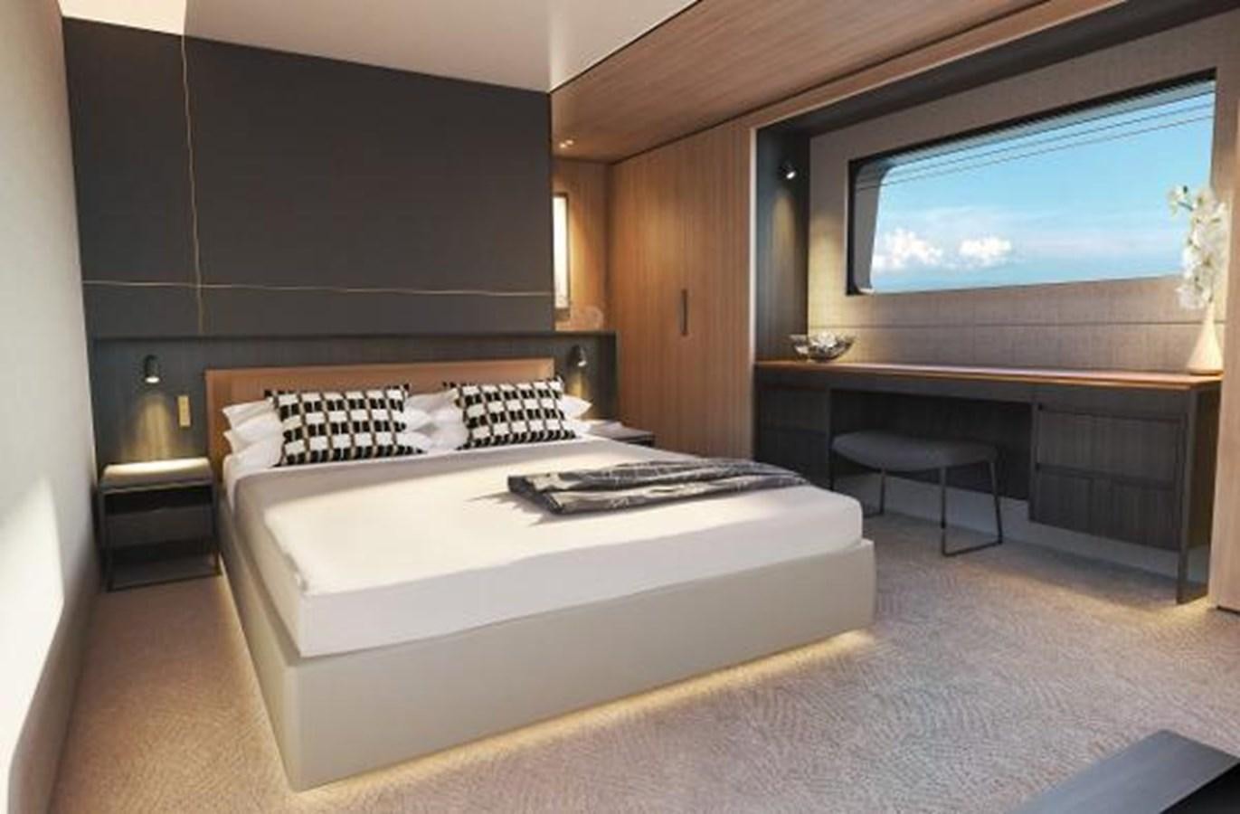 a bedroom with a large bed aboard 42 METER OCEAN Yacht for Sale