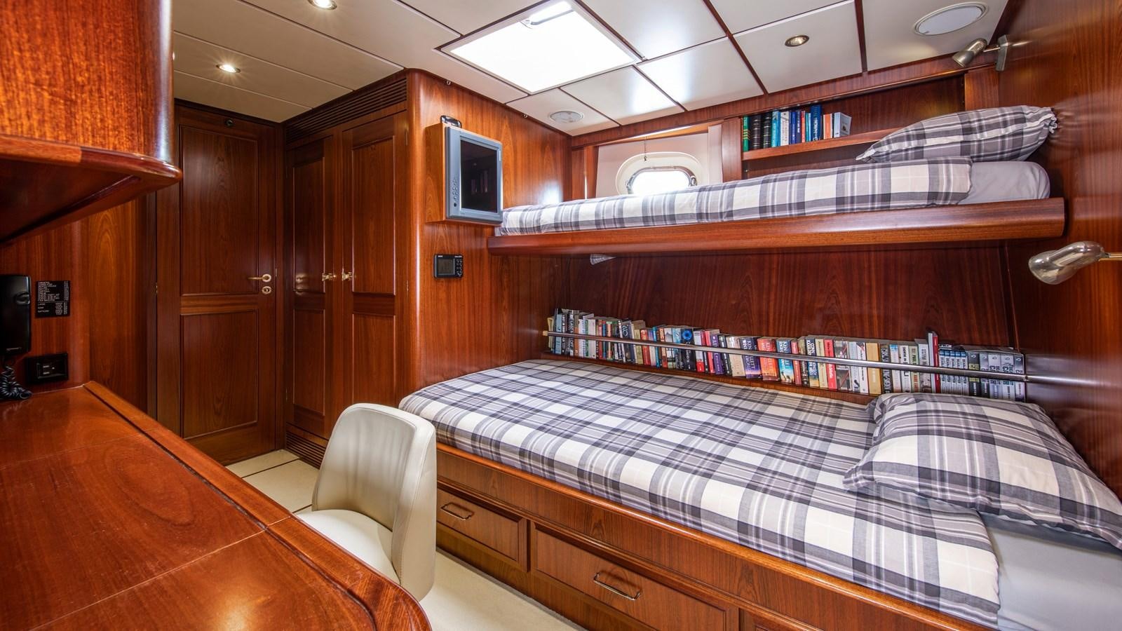 a room with a bed and a desk aboard SOUTHWIND OF Yacht for Sale