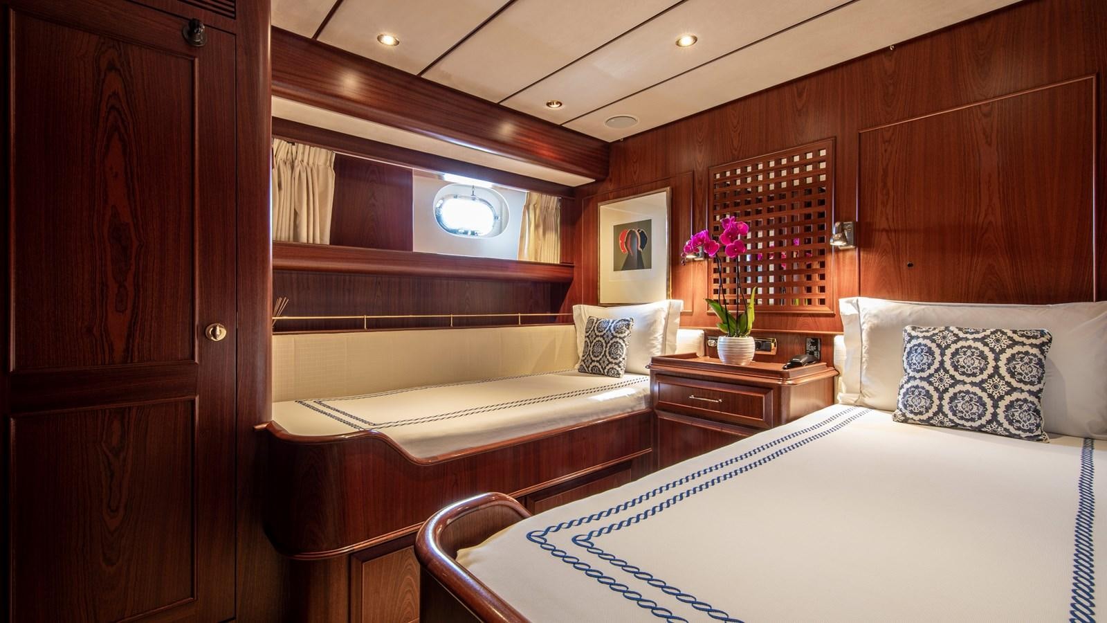 a room with two beds aboard SOUTHWIND OF Yacht for Sale