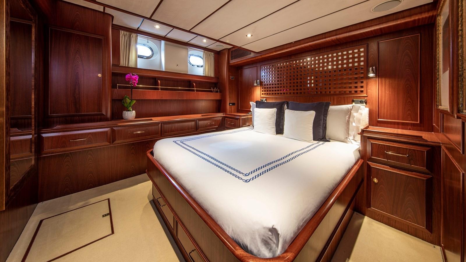 a bed in a room aboard SOUTHWIND OF Yacht for Sale