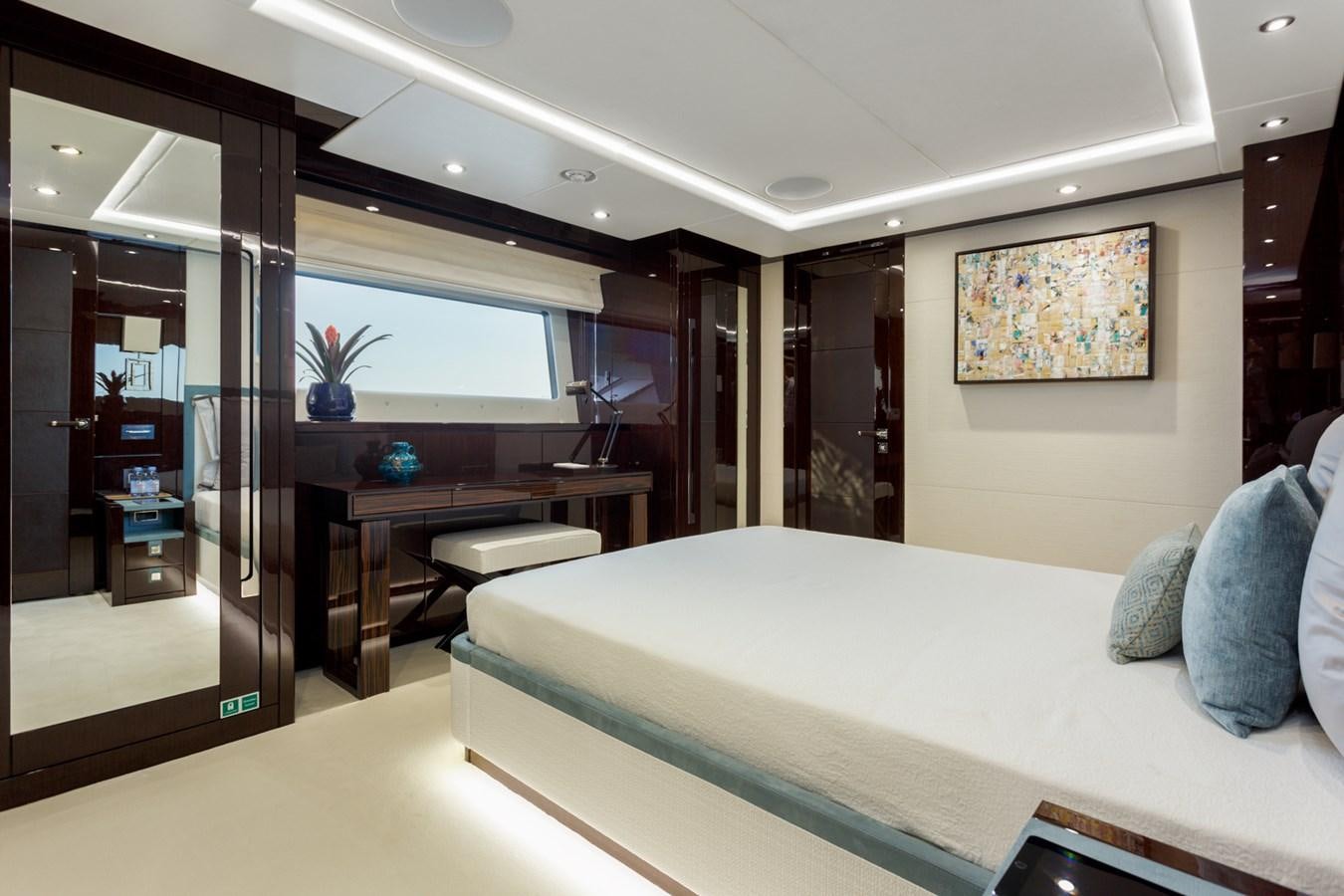 a bed in a room aboard NO.9 Yacht for Charter