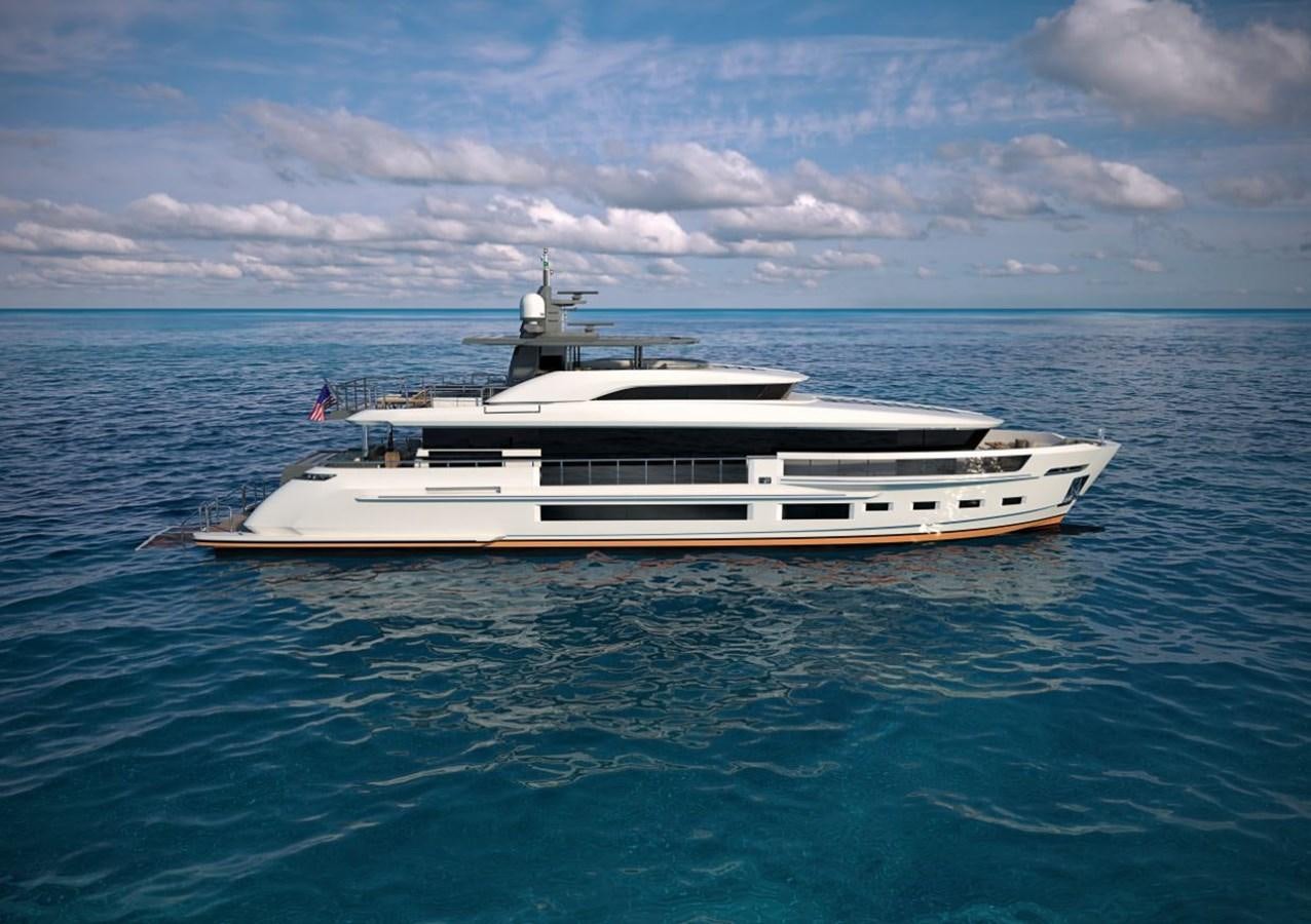 a white boat in the water aboard ASTERIA 112/04 Yacht for Sale