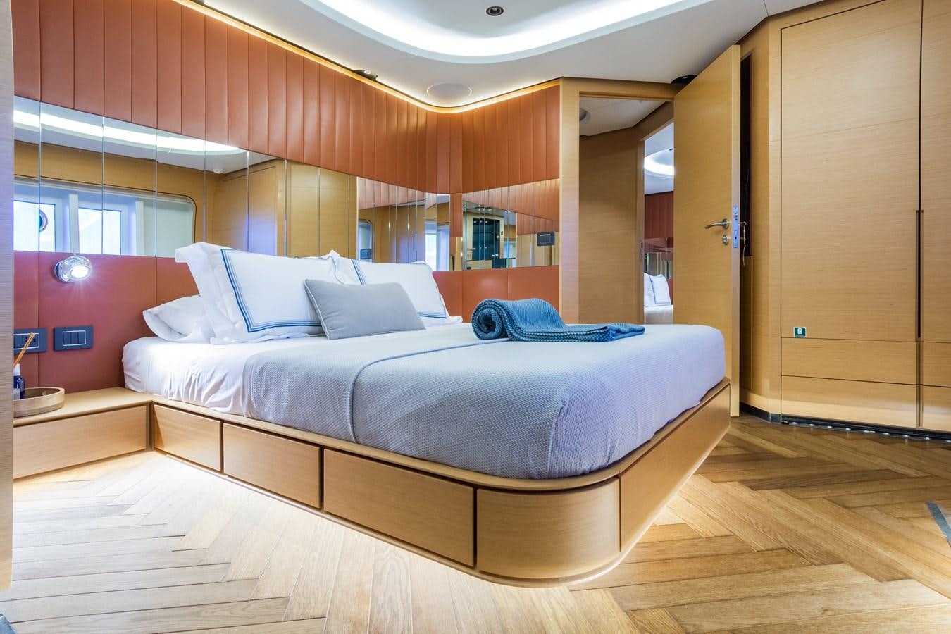 a bed in a room aboard LEONIDAS Yacht for Sale