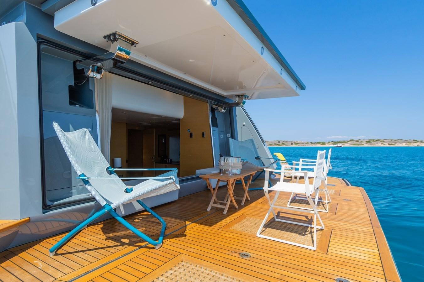 a boat on a deck aboard LEONIDAS Yacht for Sale