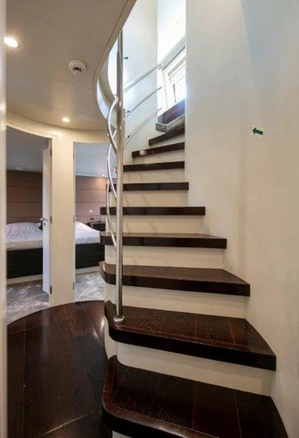 a set of stairs leading to a room aboard Y42 Yacht for Charter