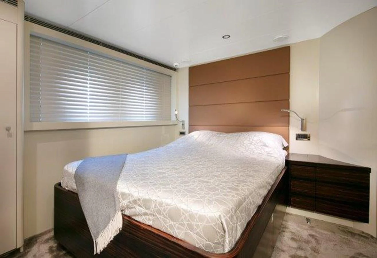 a bed in a room aboard Y42 Yacht for Sale