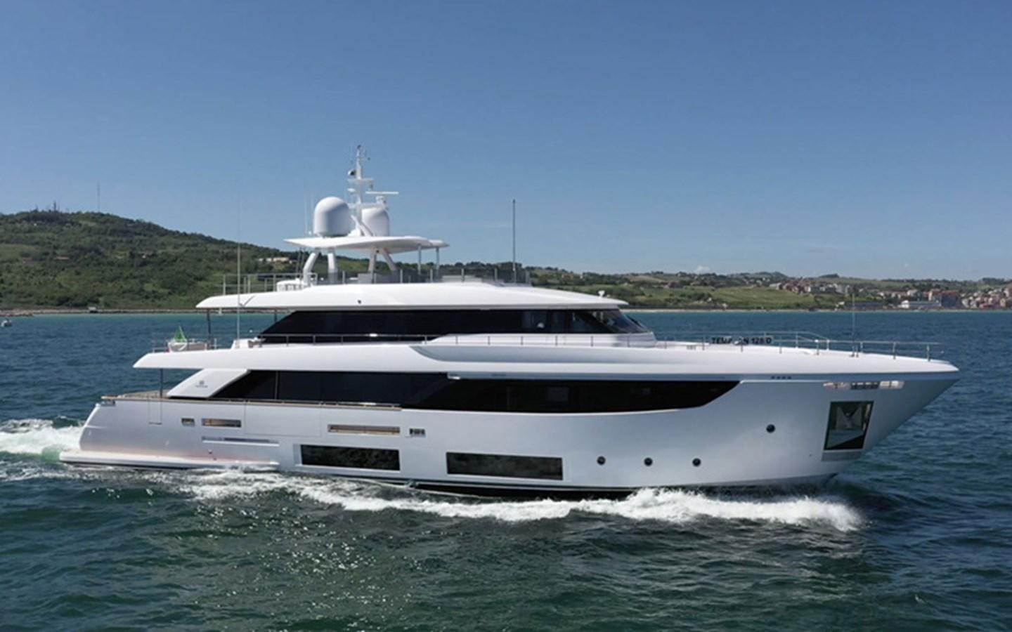 a white yacht on the water aboard ADELIA Yacht for Sale