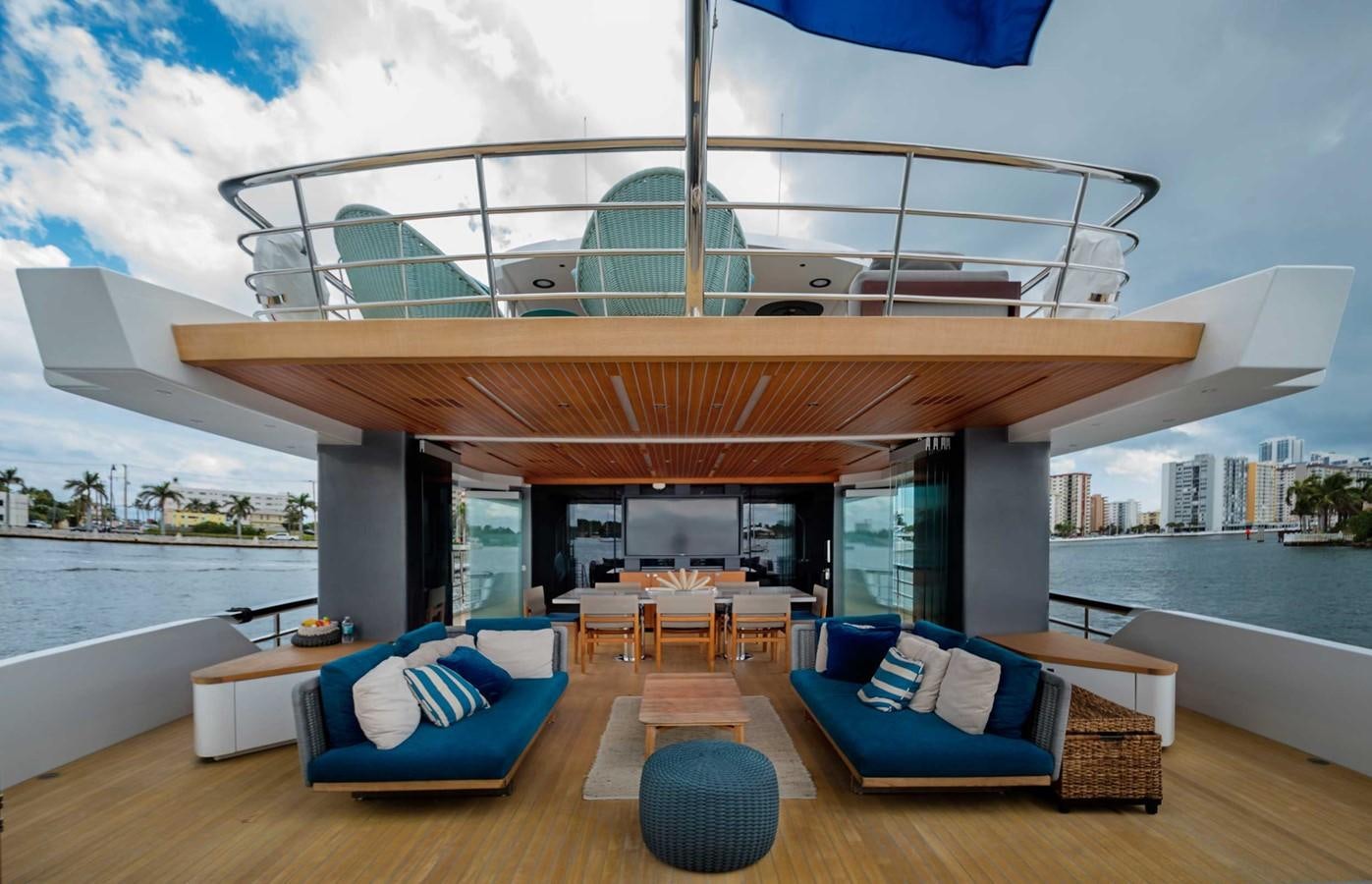 a modern house with a large open roof aboard CYRA Yacht for Sale