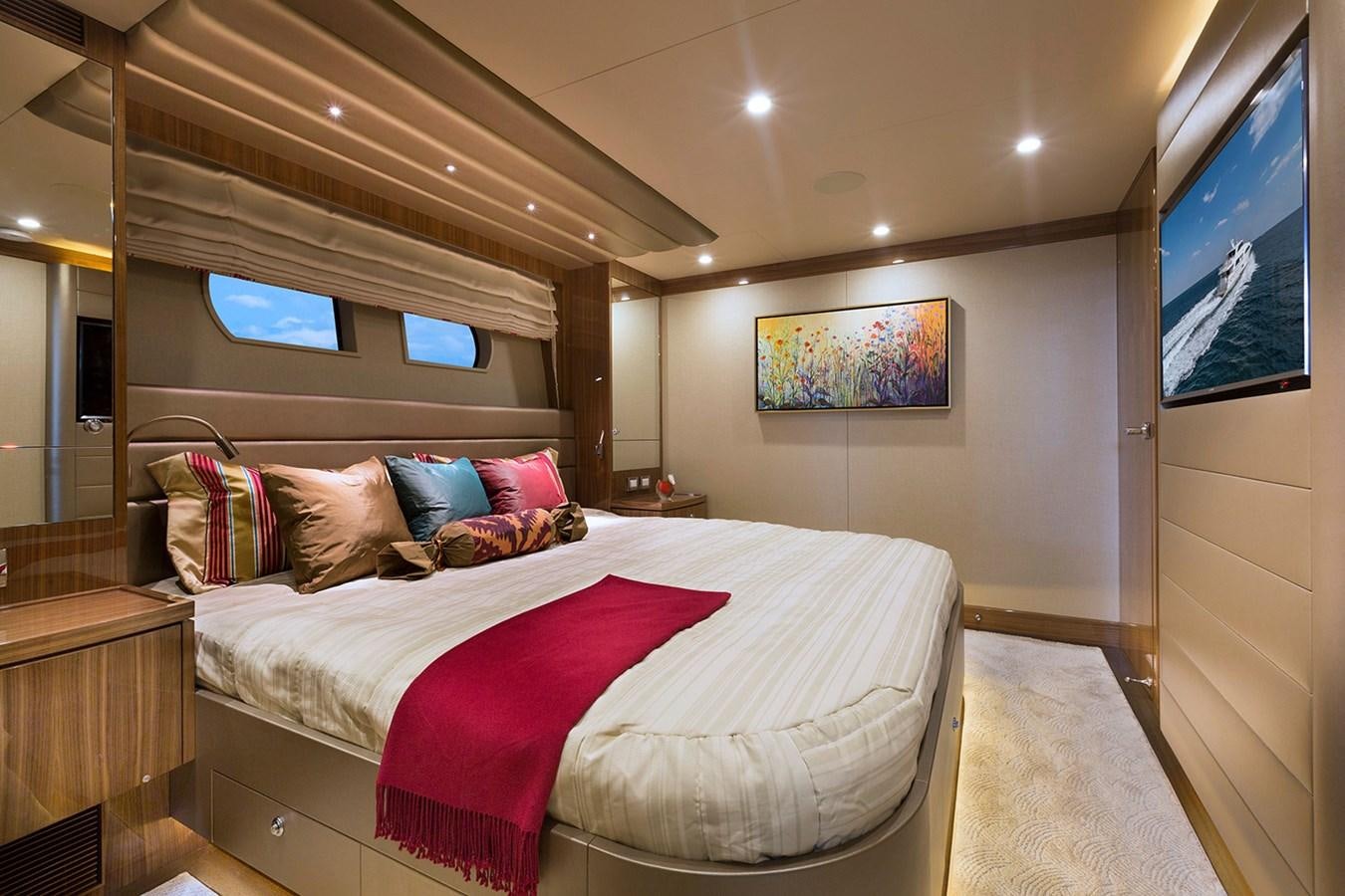 a bed in a room aboard OUR TRADE Yacht for Sale