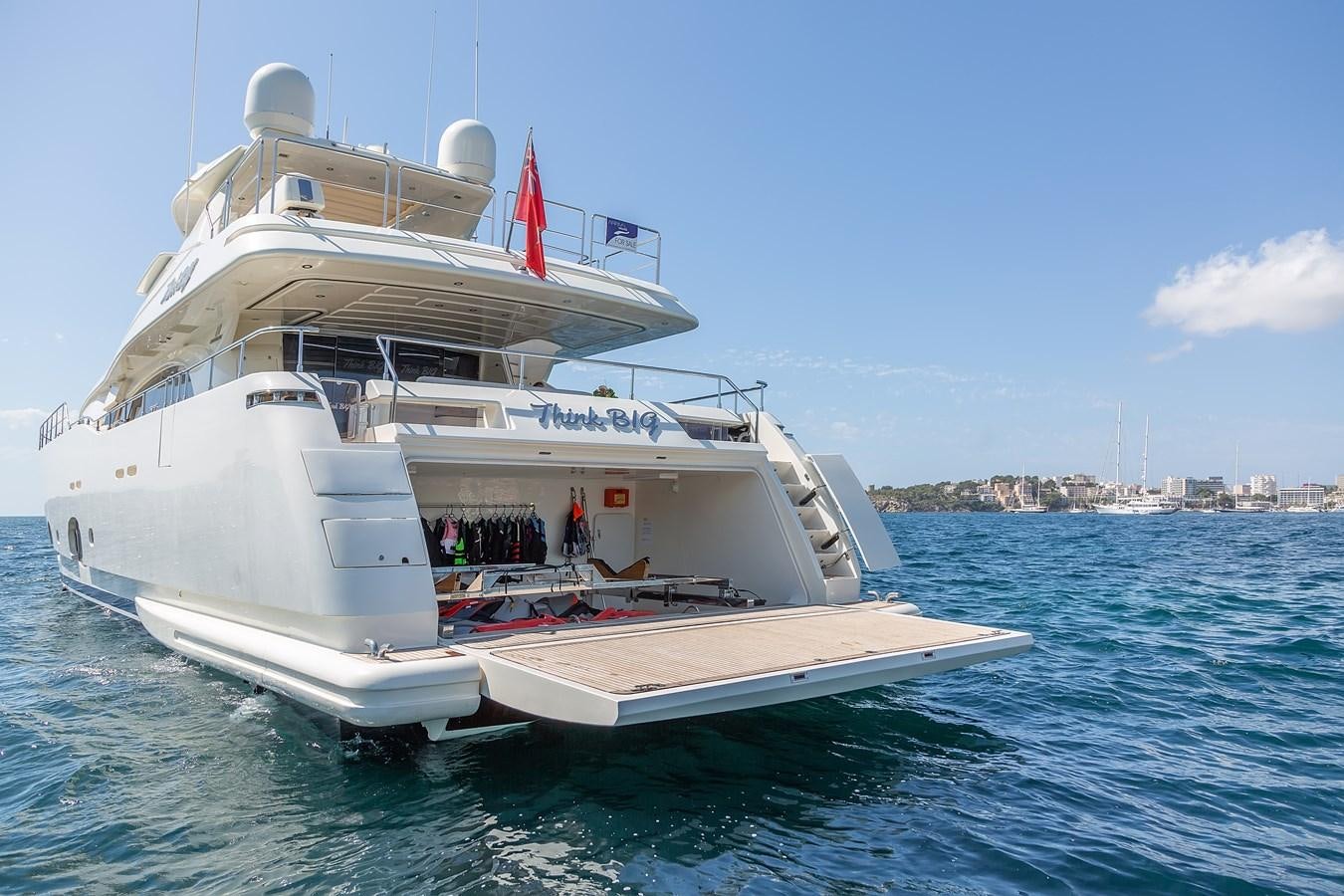 a boat in the water aboard THINK BIG Yacht for Sale