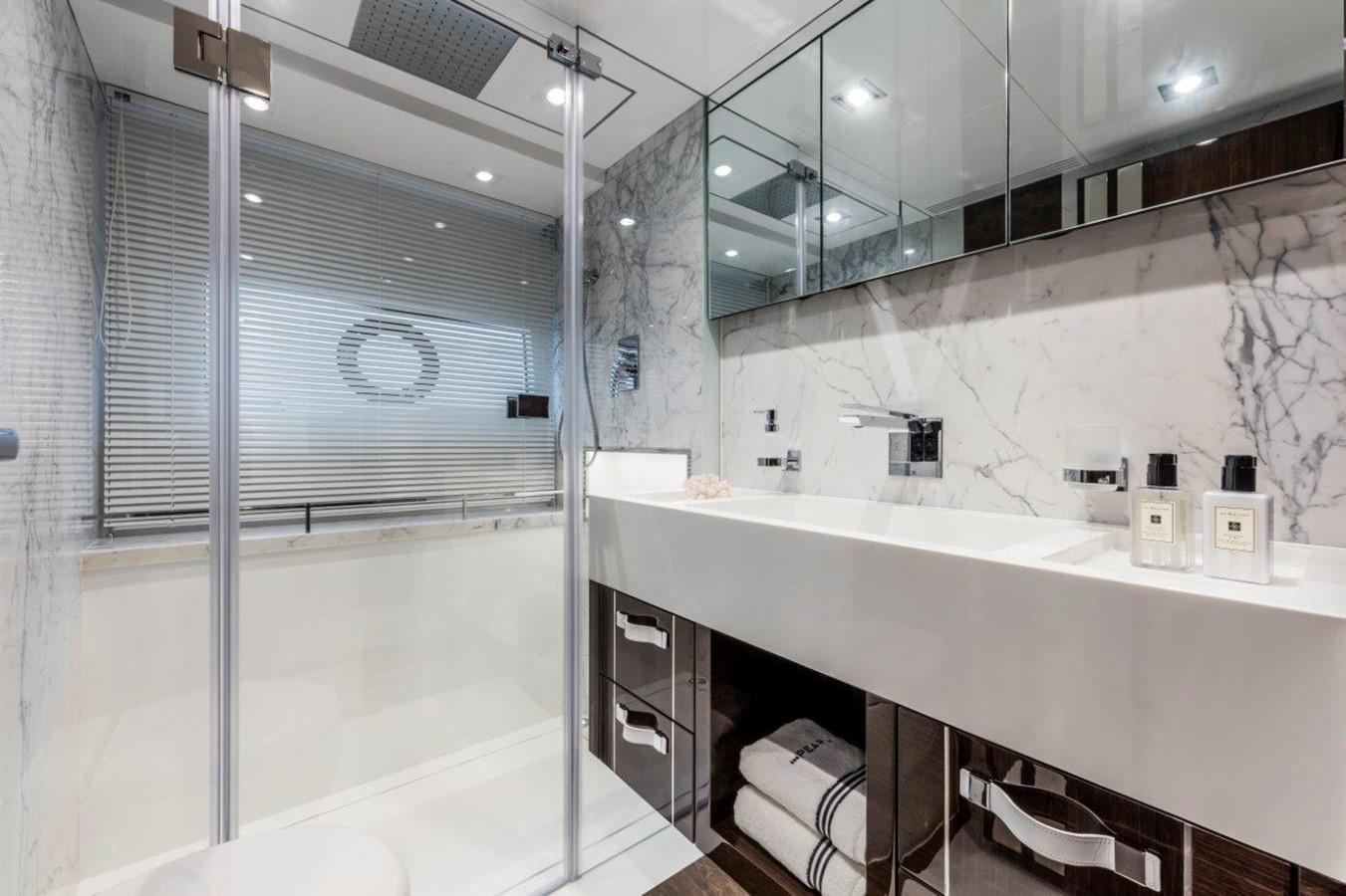 a bathroom with a large sink aboard PEARL Yacht for Sale