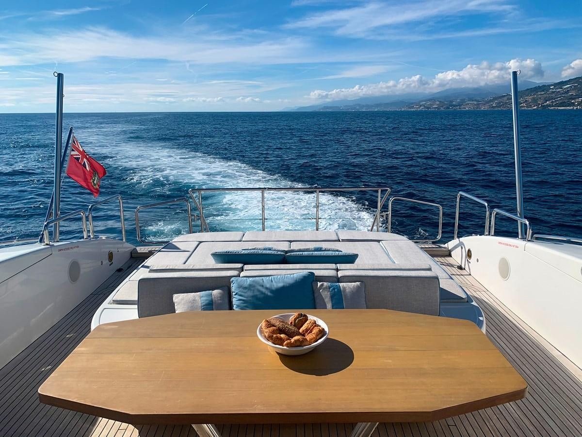 a plate of food on a boat aboard LITTLE ZOE Yacht for Sale