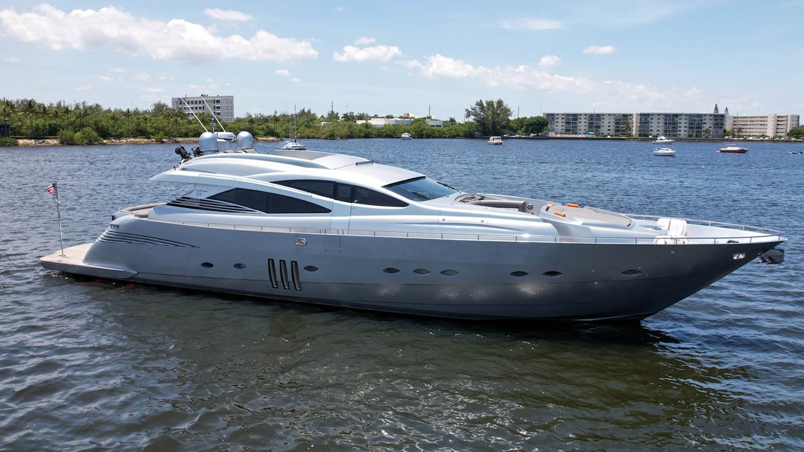a boat in the water aboard SHADOW Yacht for Sale