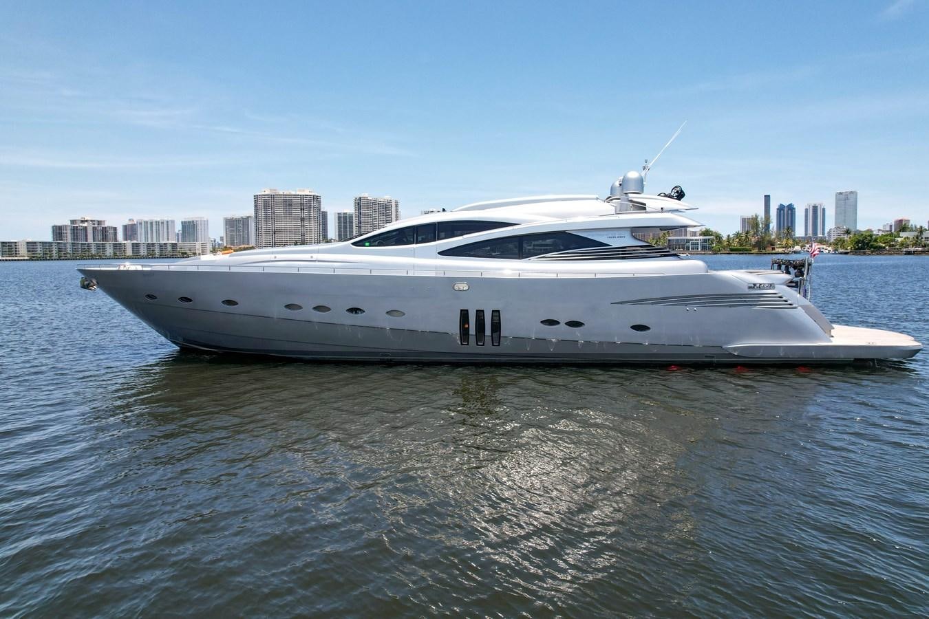 a white yacht on the water aboard SHADOW Yacht for Sale