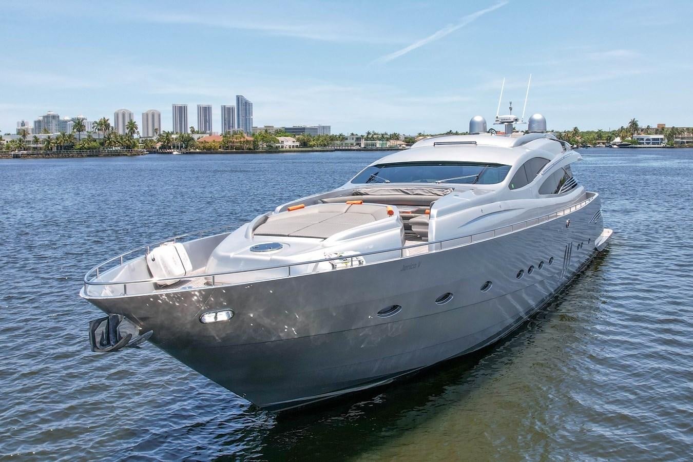 a white yacht on the water aboard SHADOW Yacht for Sale