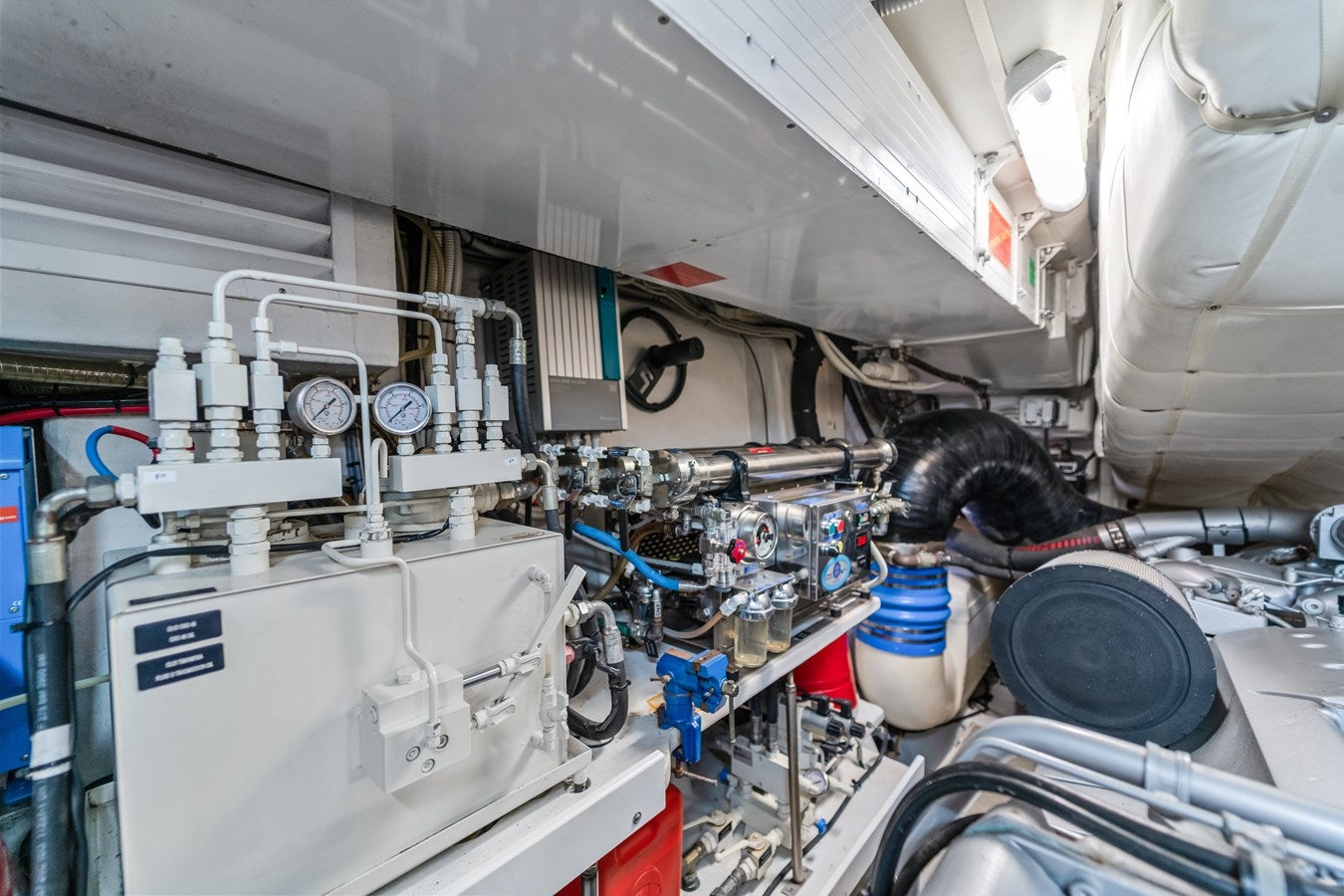 a cat on a machine aboard SHADOW Yacht for Sale