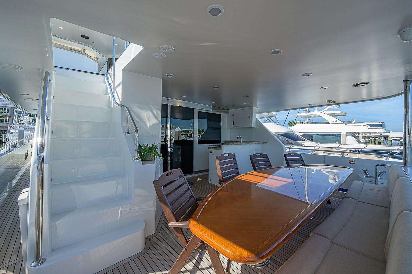 a dining table in a boat aboard ONE SHOT Yacht for Sale