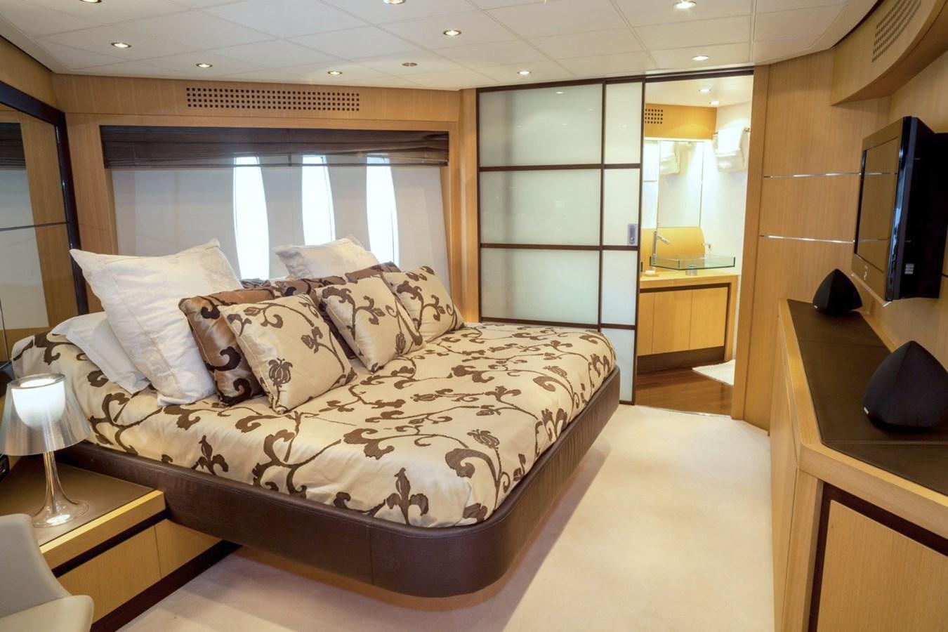 a bed in a room aboard A&O Yacht for Sale