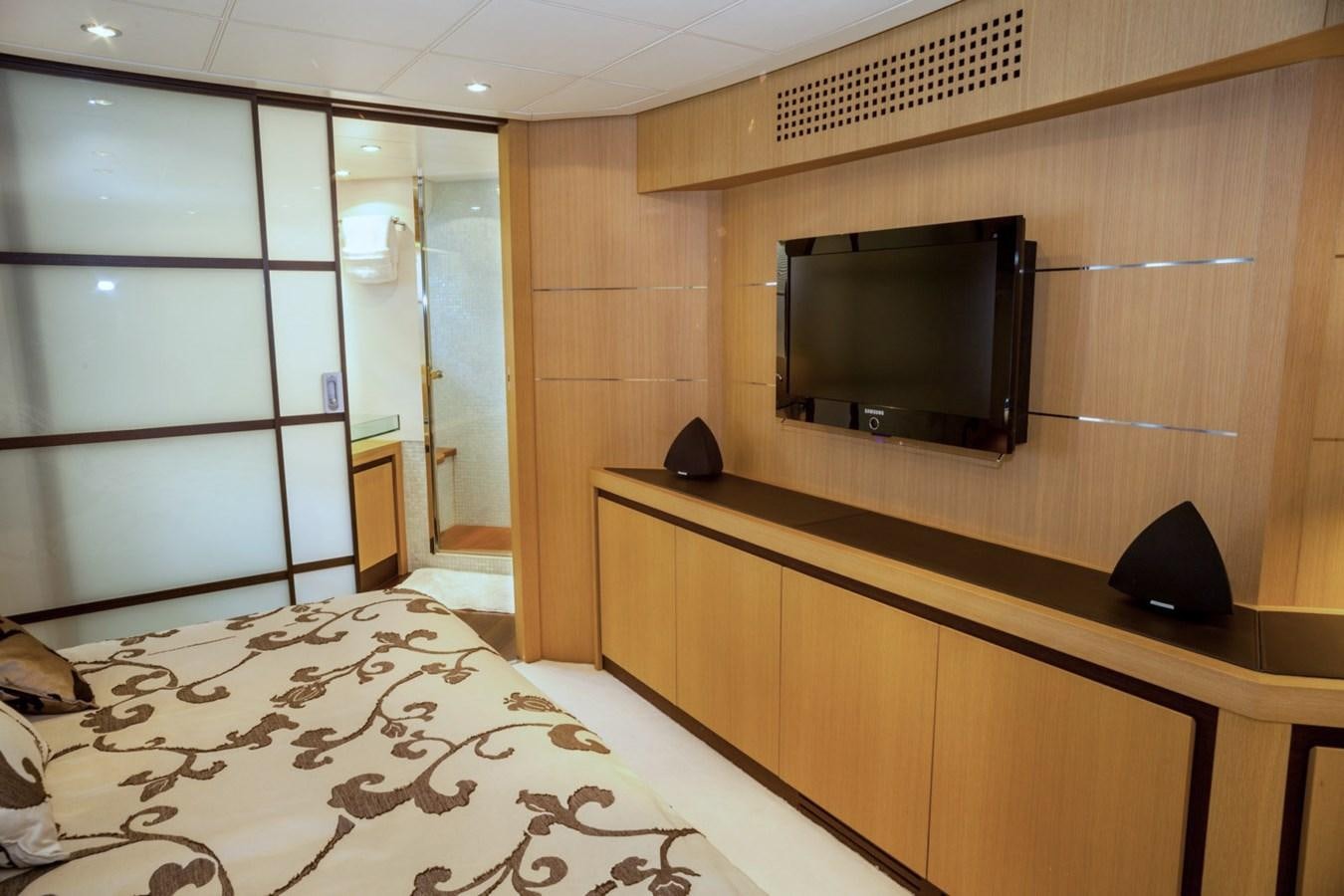 a tv on a wall aboard A&O Yacht for Sale