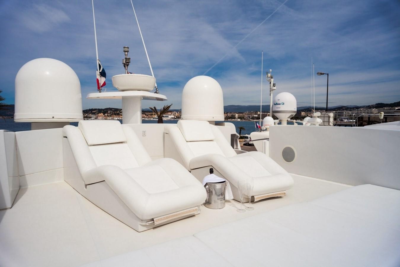 a white boat with white domes aboard A&O Yacht for Sale