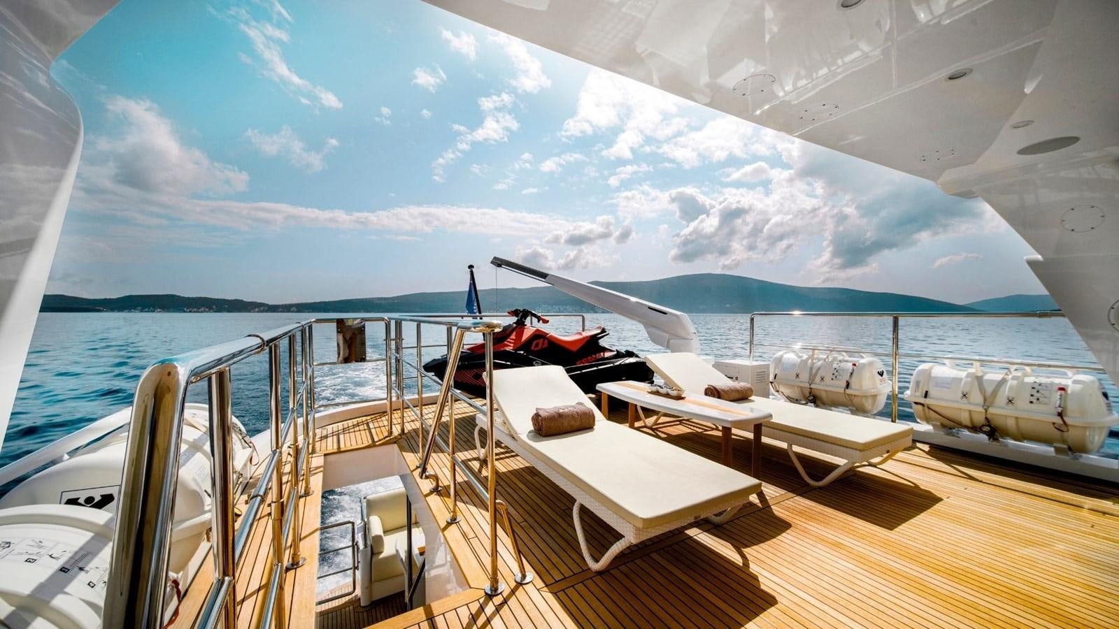 a boat on a deck aboard LARGO Yacht for Sale