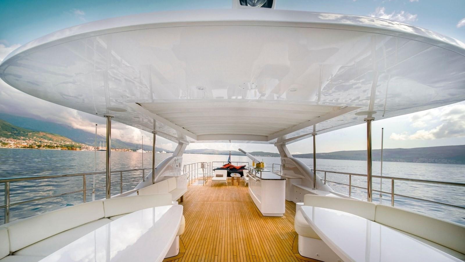 a large white tent on a boat aboard LARGO Yacht for Sale