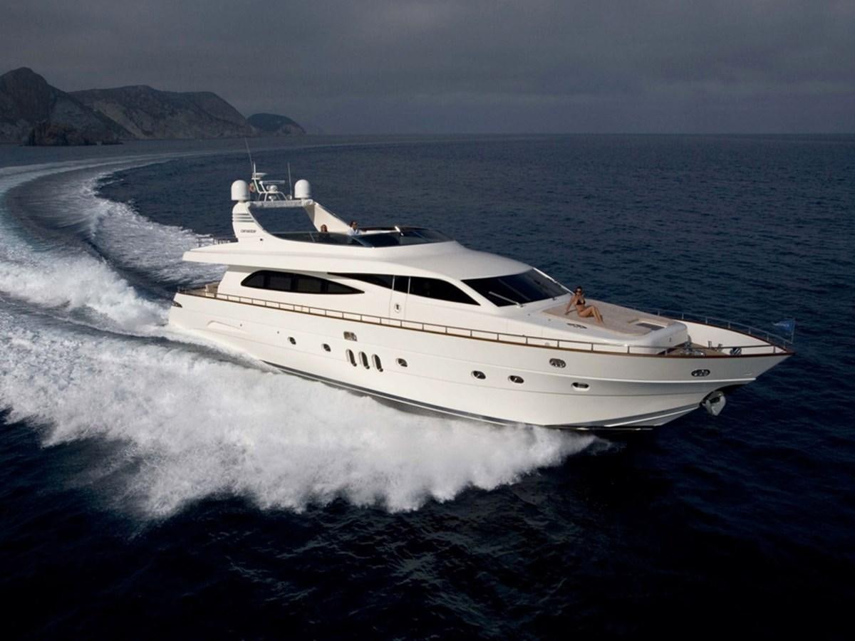 a white yacht on the water aboard HABANO Yacht for Sale