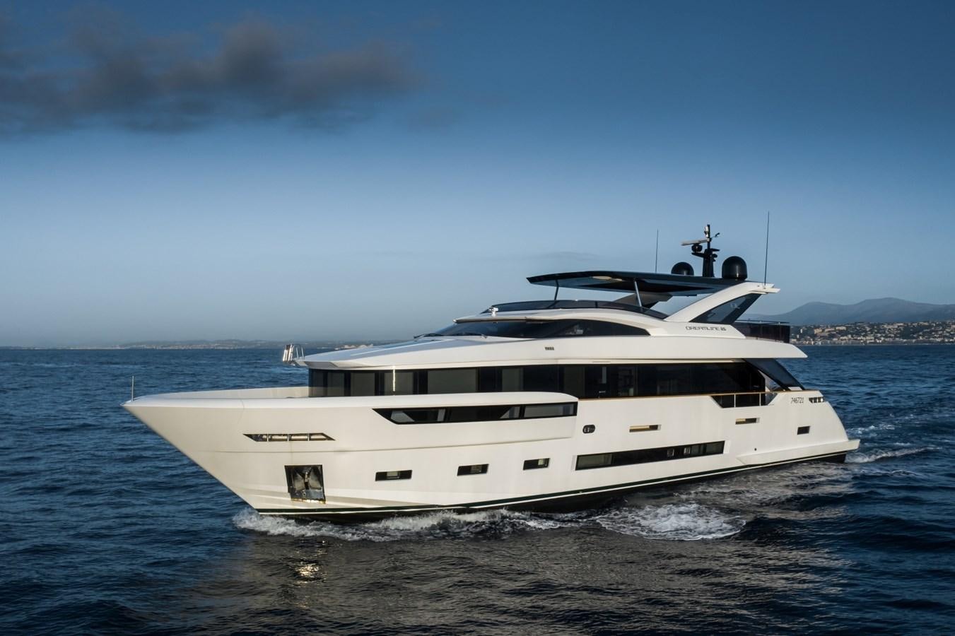 a white yacht on the water aboard 7 SECONDS Yacht for Sale