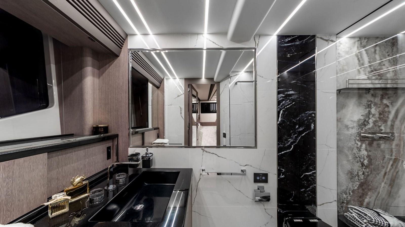 a kitchen with a sink and cabinets aboard GALEON 800 FLY/1 Yacht for Sale