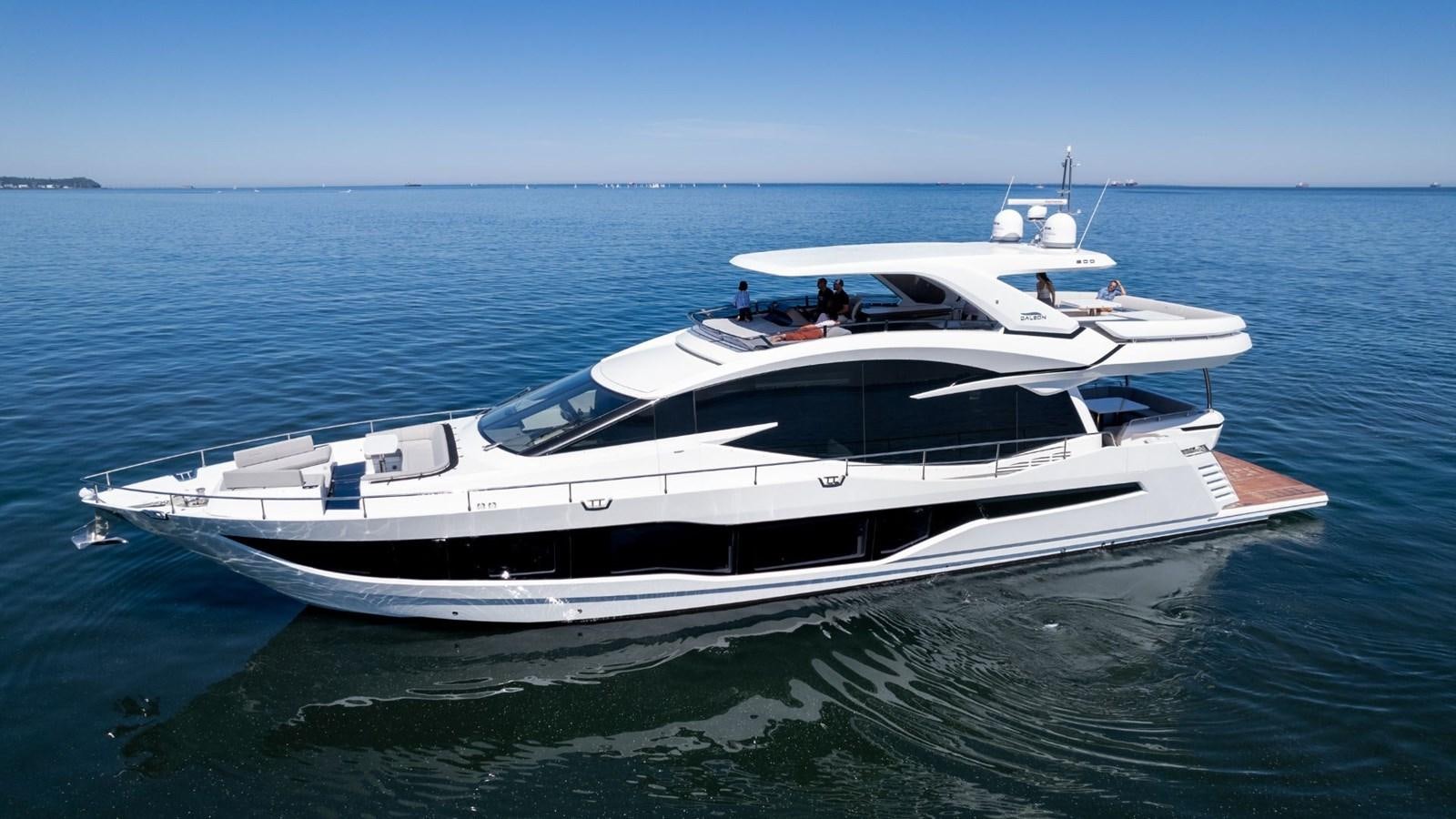 a white yacht on the water aboard GALEON 800 FLY/1 Yacht for Sale