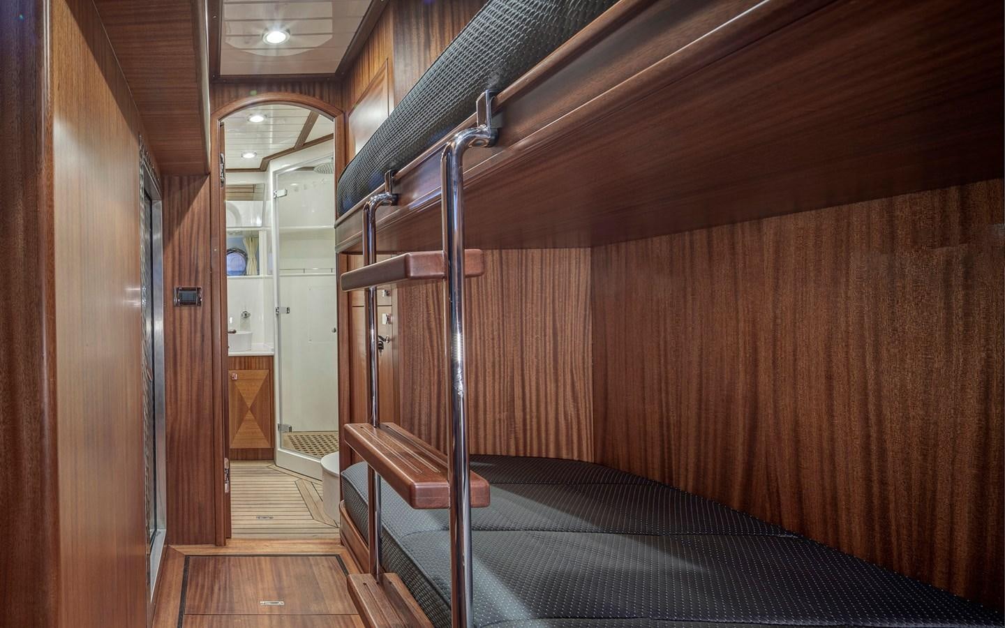 a wood room with a wood wall aboard ALECTO Yacht for Sale