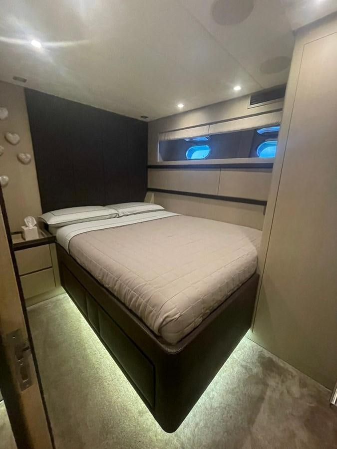 a bed in a room aboard @LAST Yacht for Sale
