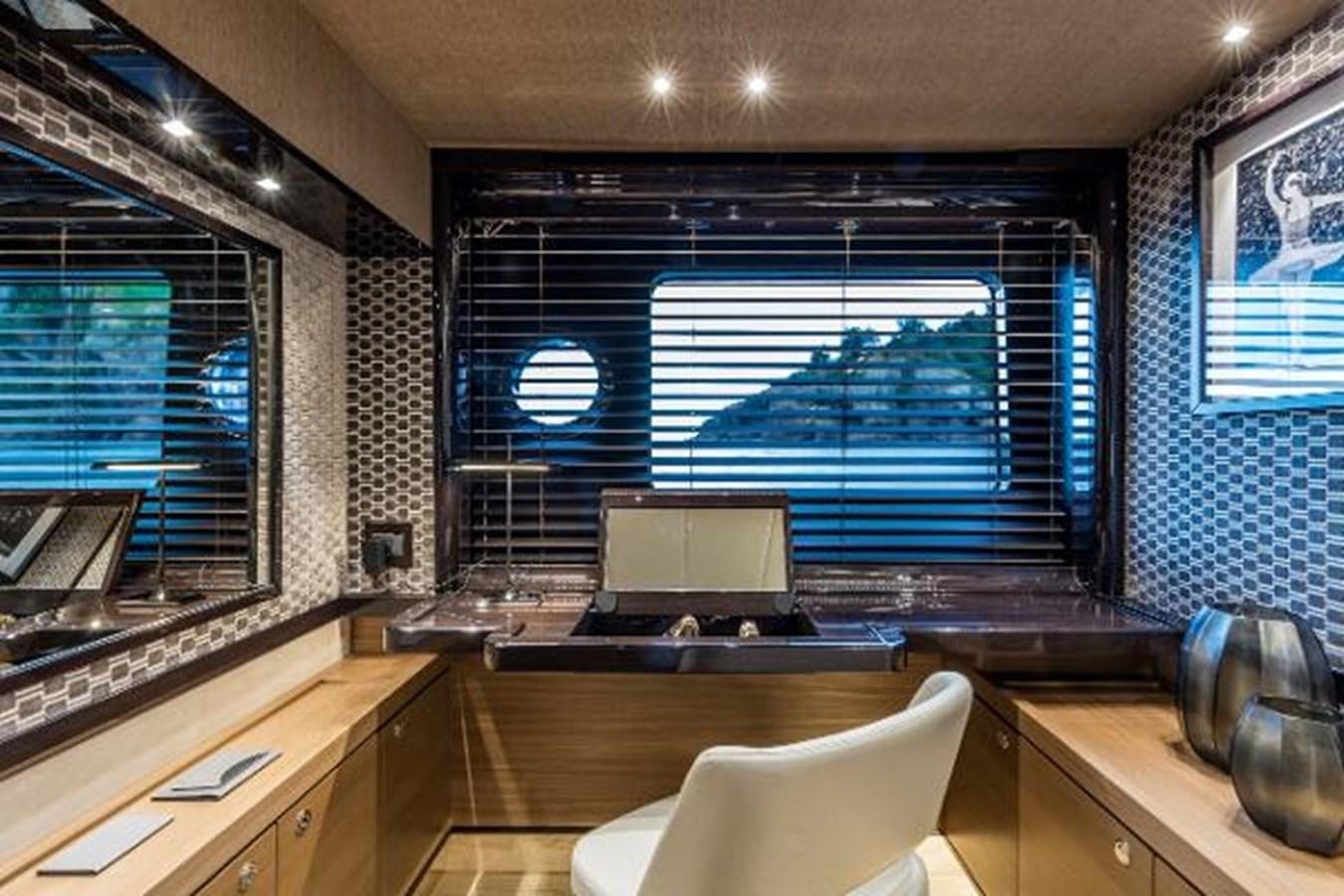 a kitchen with a large window aboard 73 NAVETTA Yacht for Sale