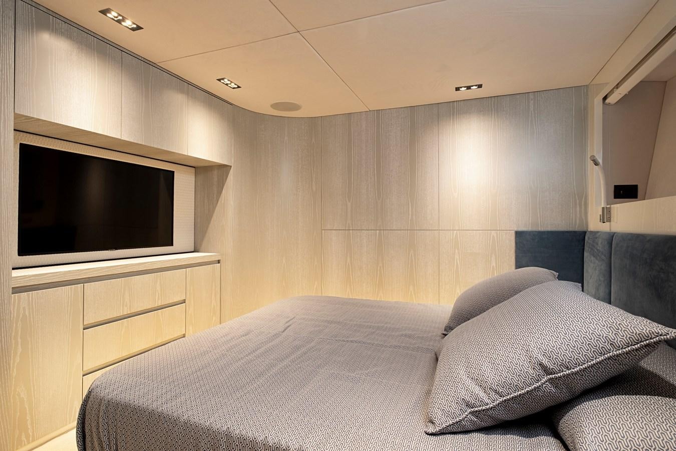 a bed in a room aboard ALIX Yacht for Sale