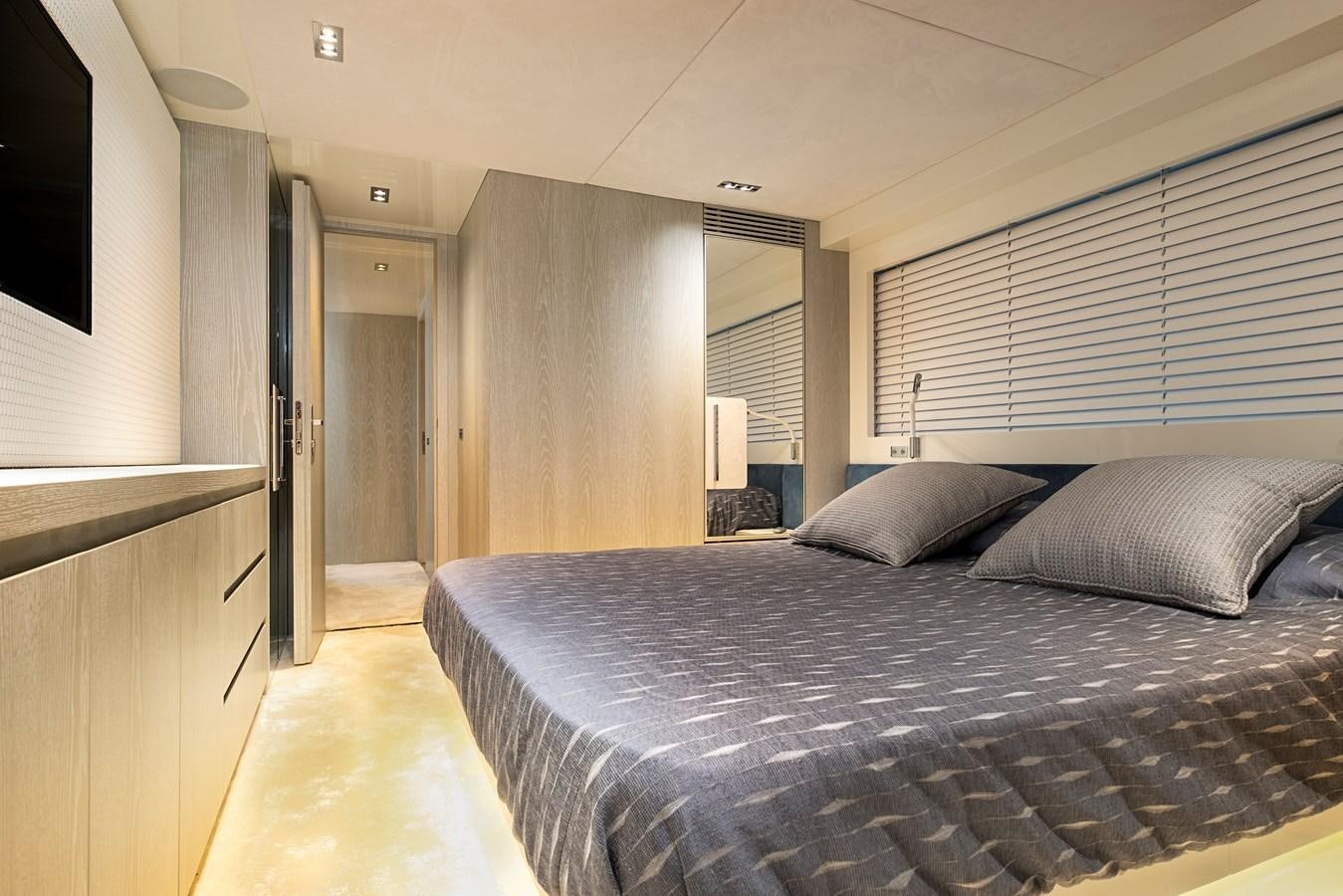 a bed in a room aboard ALIX Yacht for Sale