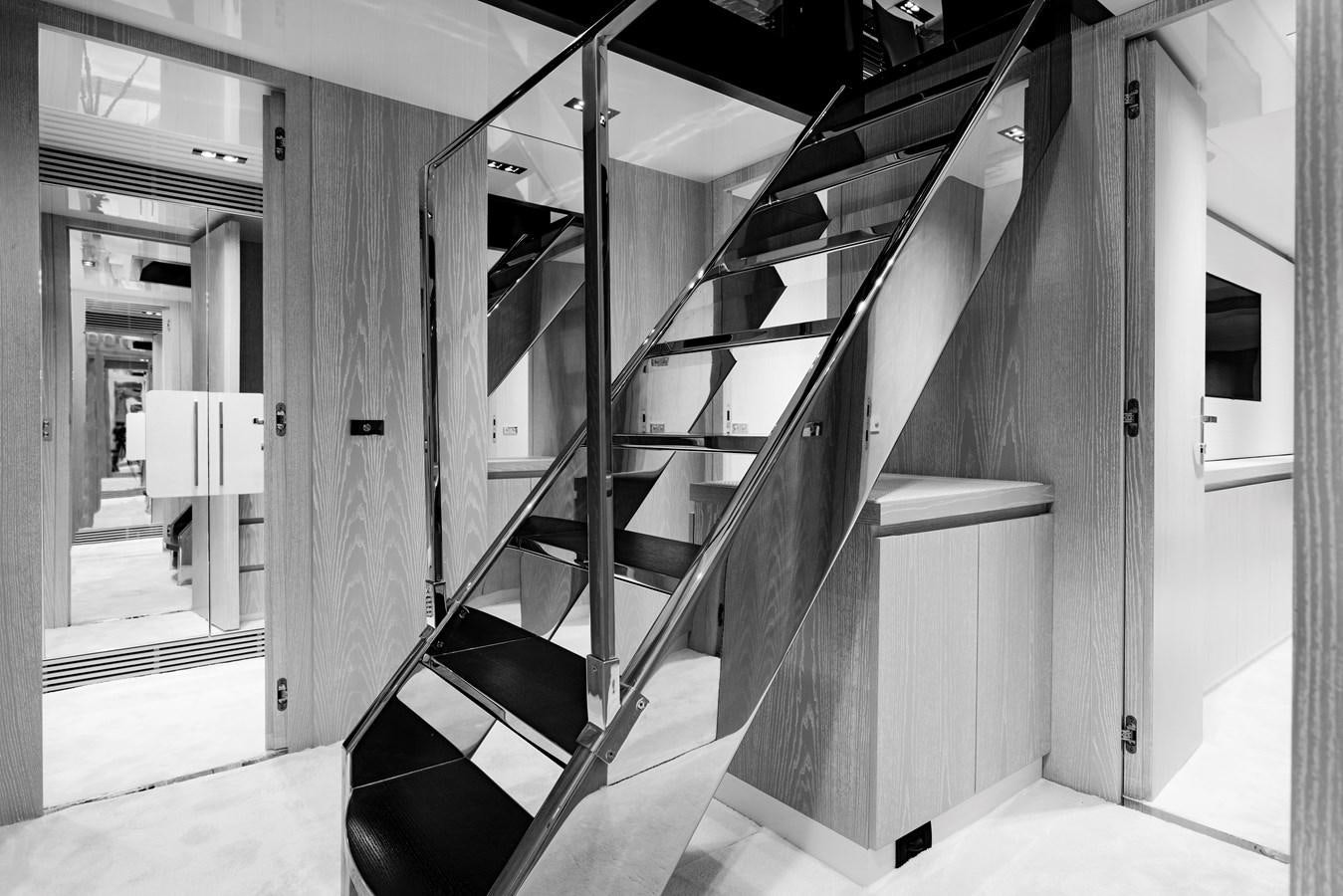 a staircase in a building aboard ALIX Yacht for Sale