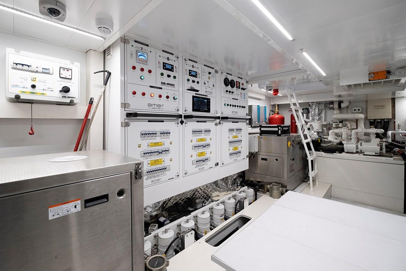 a large industrial kitchen aboard ALIX Yacht for Sale