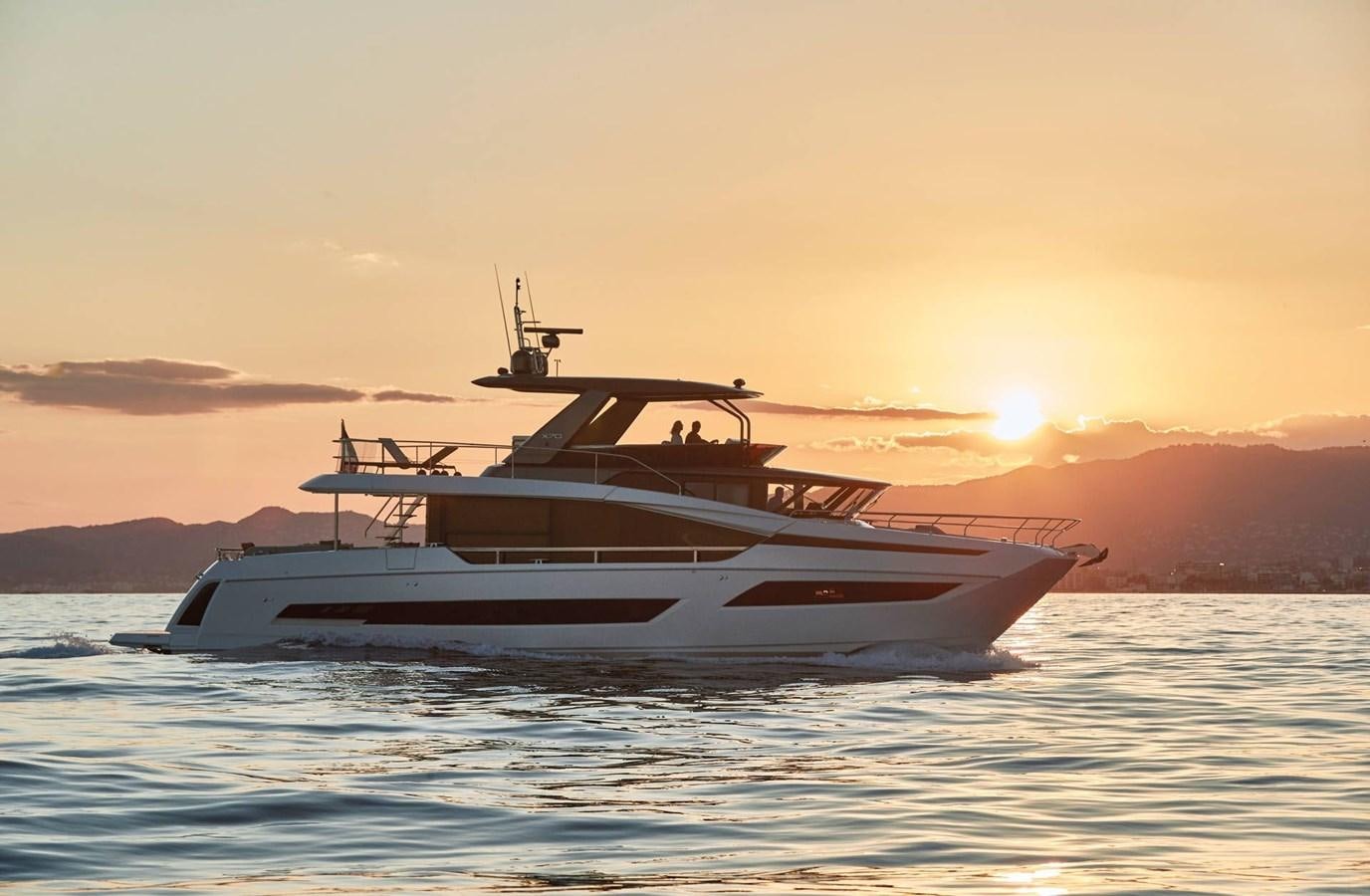 a boat in the water aboard PRESTIGE X70 Yacht for Sale
