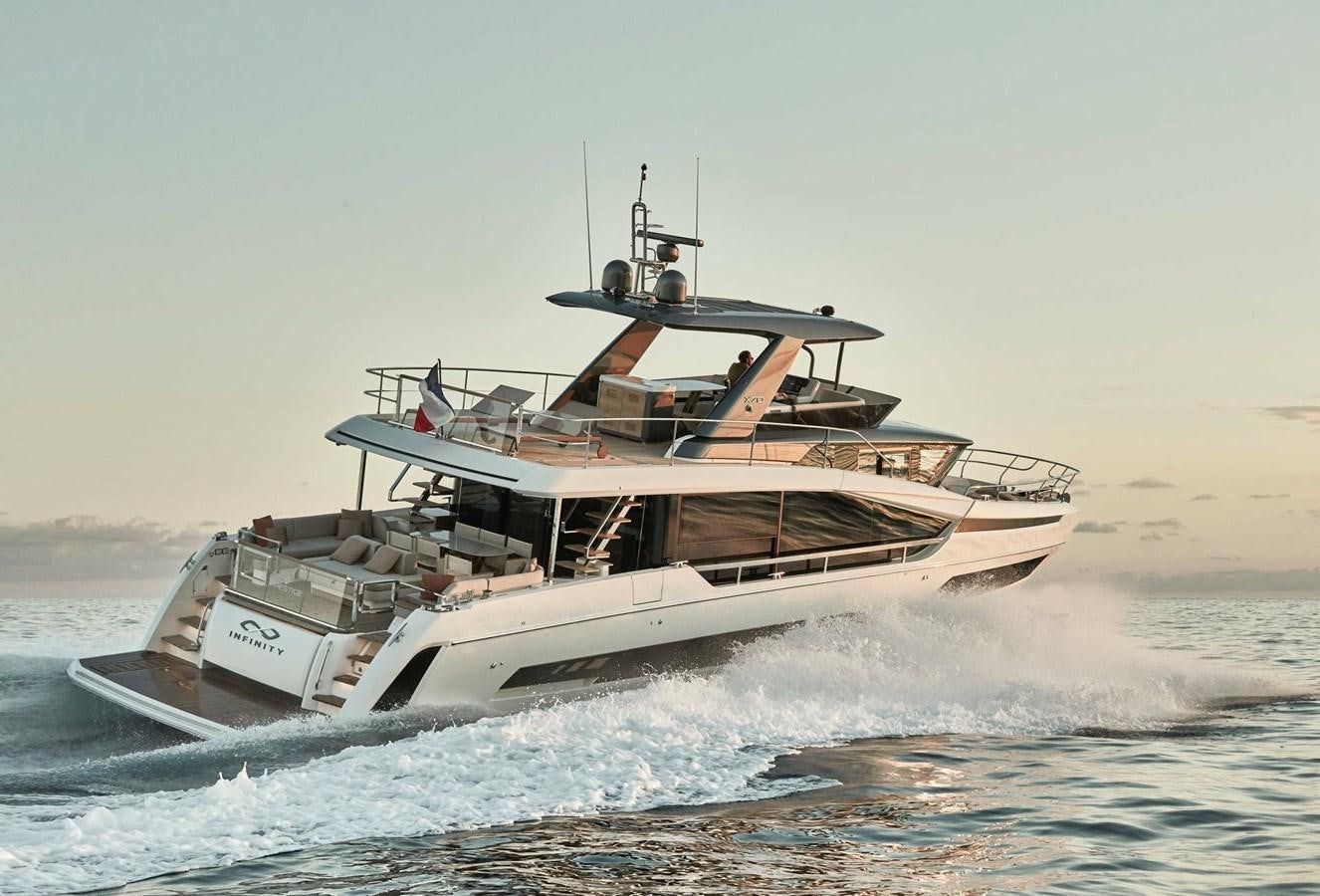 a boat on the water aboard PRESTIGE X70 Yacht for Sale