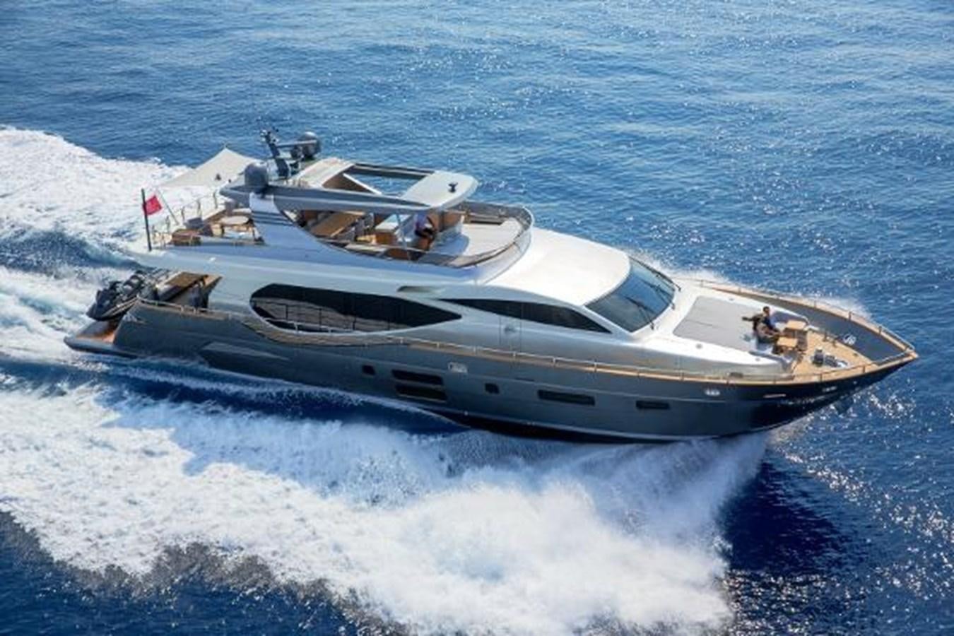 a futuristic looking boat on the water aboard URSUS Yacht for Sale