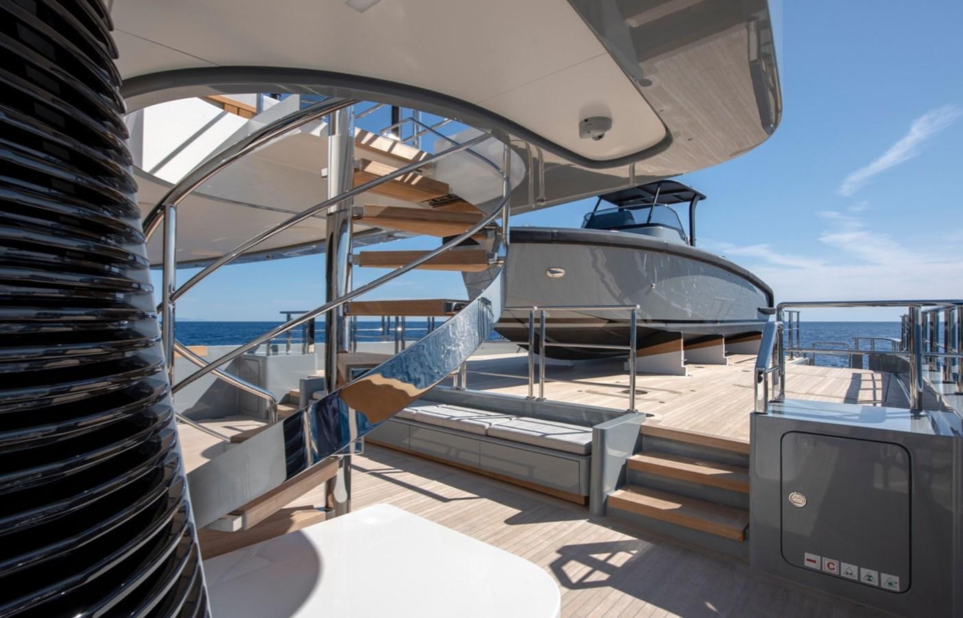 a boat on a deck aboard MYKO Yacht for Sale