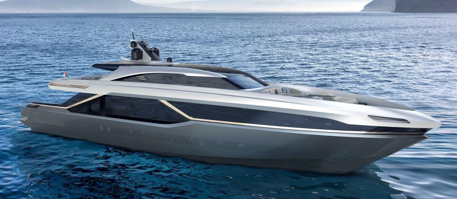 a white boat on the water aboard LEGACY 45 Yacht for Sale