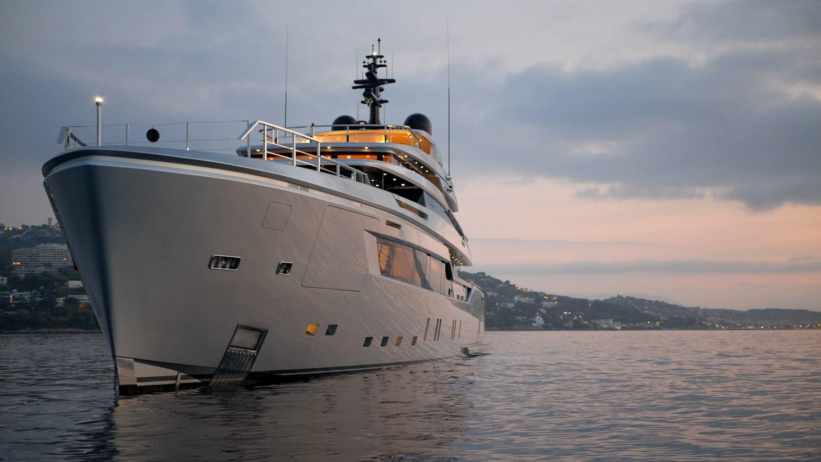 a large white boat in the water aboard PAIZA ONE Yacht for Sale