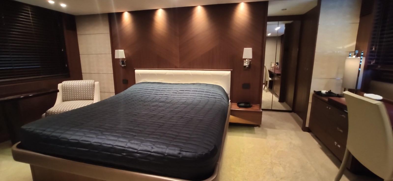 a large bedroom with a large bed aboard ANOTHER TOY Yacht for Sale